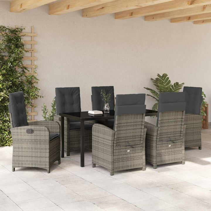 Have Spisebordssæt med pude 7 pcs Grå polyrattan