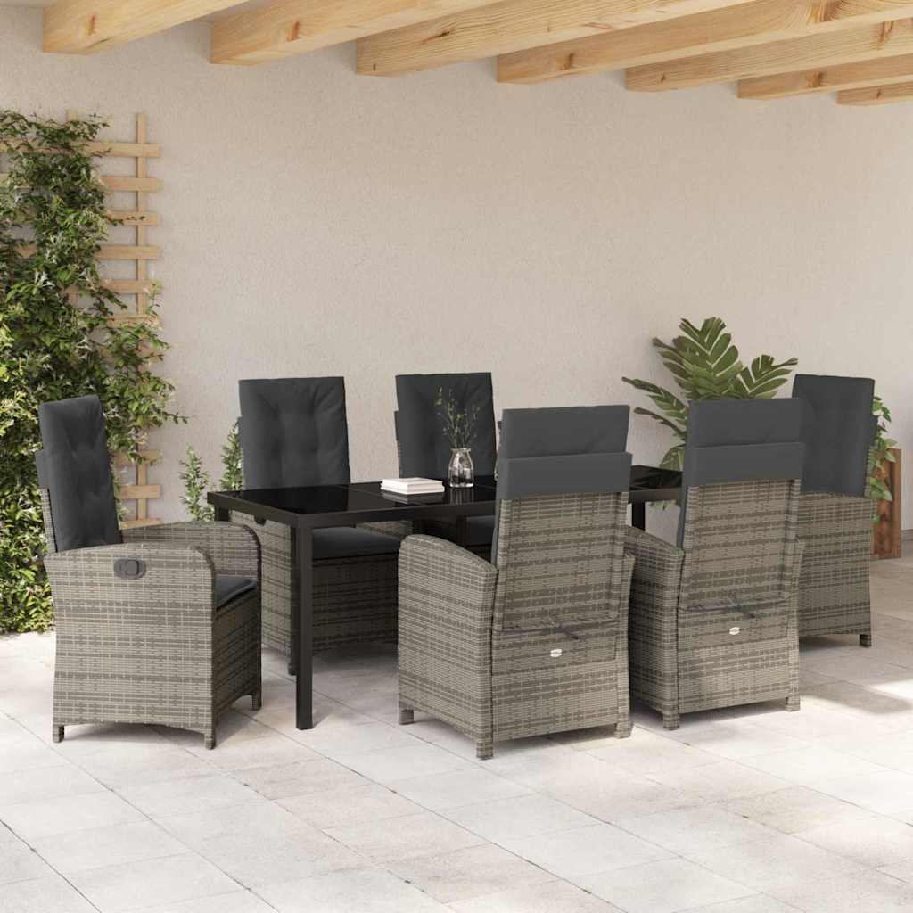 Have Spisebordssæt med pude 7 pcs Grå polyrattan