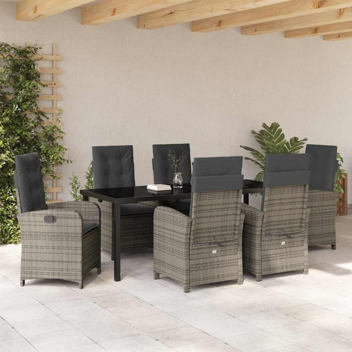 Have Spisebordssæt med pude 7 pcs Grå polyrattan