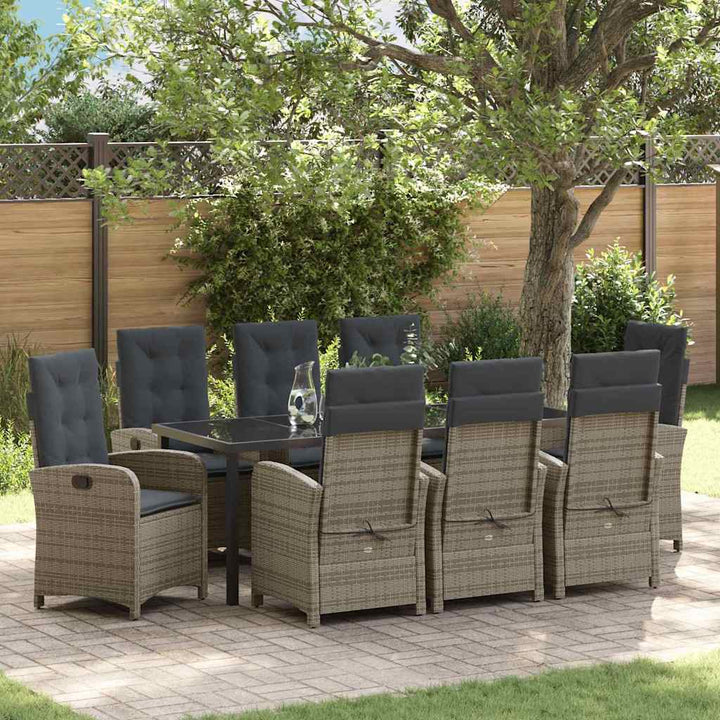 Have Spisebordssæt med pude 9 pcs Grå polyrattan