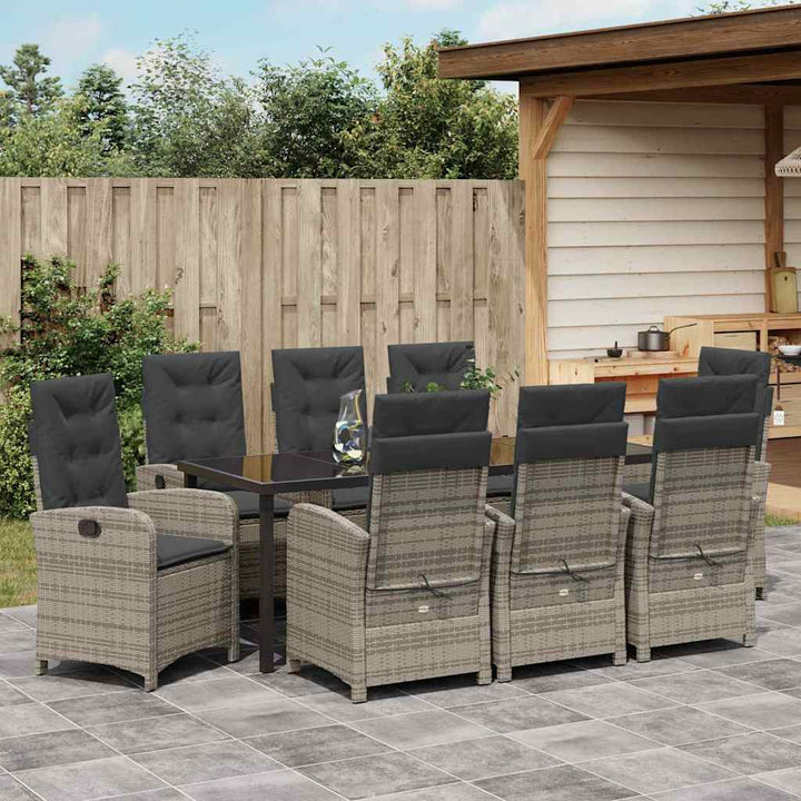 Have Spisebordssæt med pude 9 pcs Grå polyrattan
