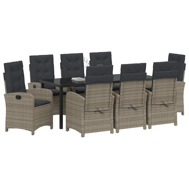 Have Spisebordssæt med pude 9 pcs Grå polyrattan
