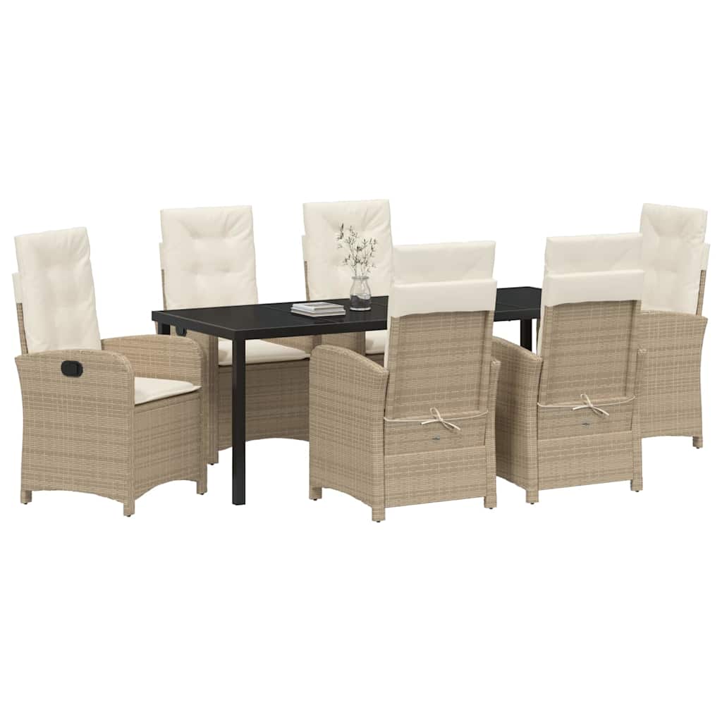 Have Spisebordssæt med pude 7 pcs Beige polyrattan