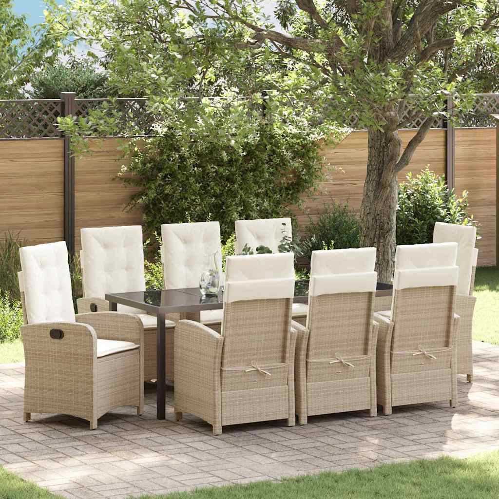 Have Spisebordssæt med pude 9 pcs Beige polyrattan
