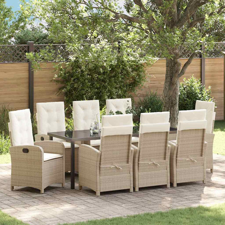 Have Spisebordssæt med pude 9 pcs Beige polyrattan