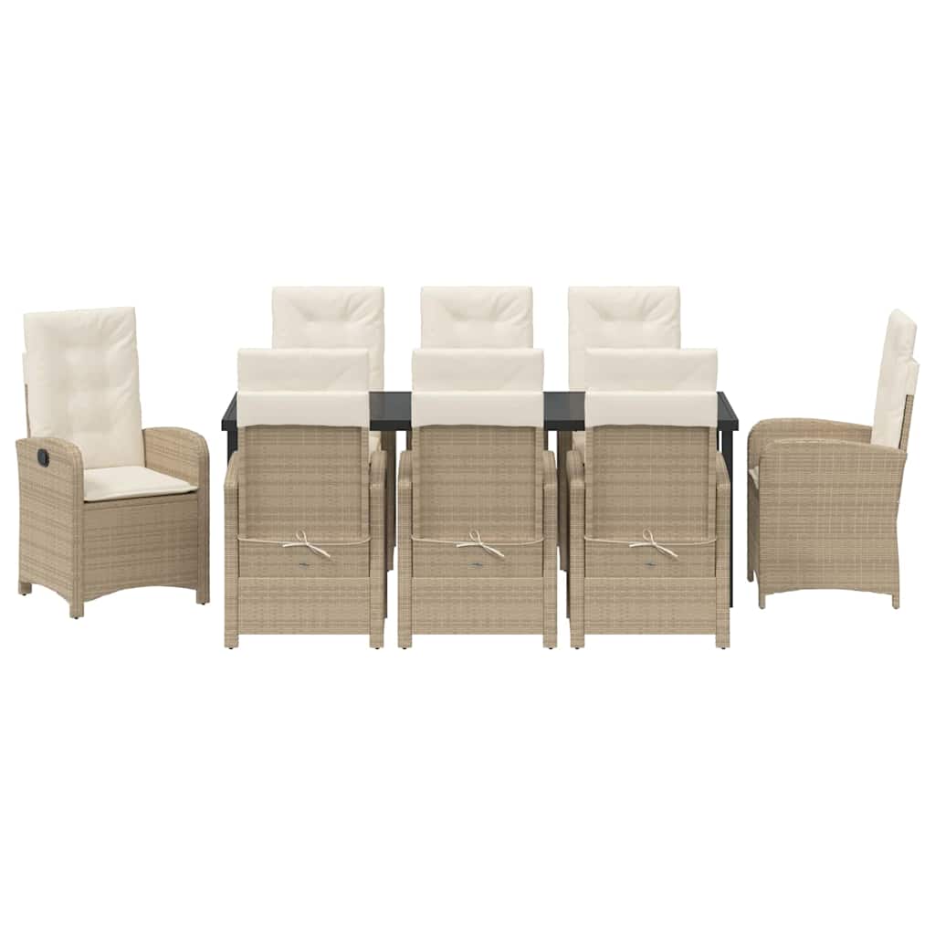 Have Spisebordssæt med pude 9 pcs Beige polyrattan