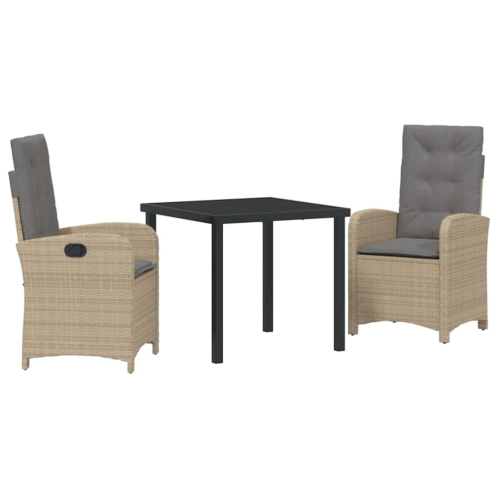 Have Spisebordssæt med pude 3 pcs Beige polyrattan