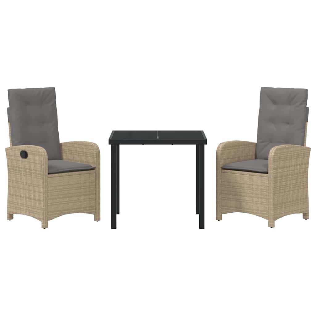 Have Spisebordssæt med pude 3 pcs Beige polyrattan