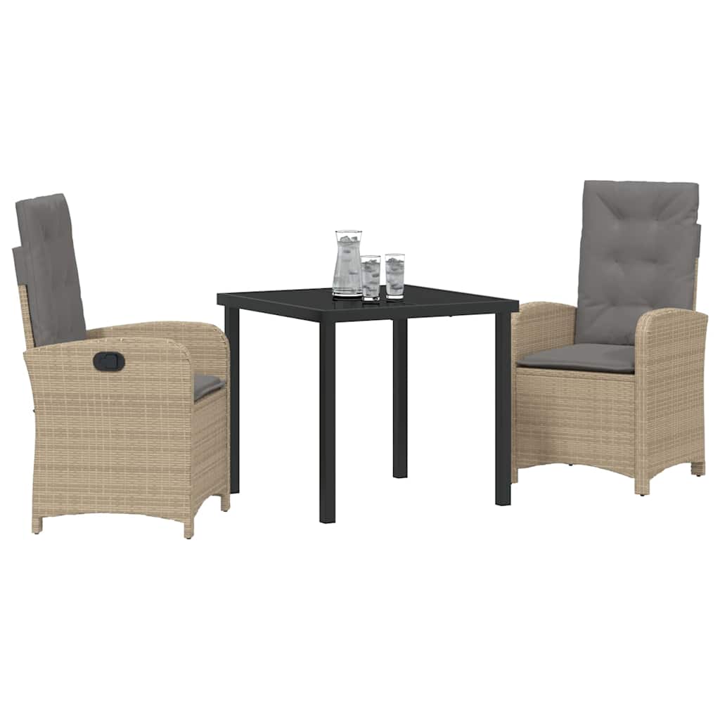 Have Spisebordssæt med pude 3 pcs Beige polyrattan