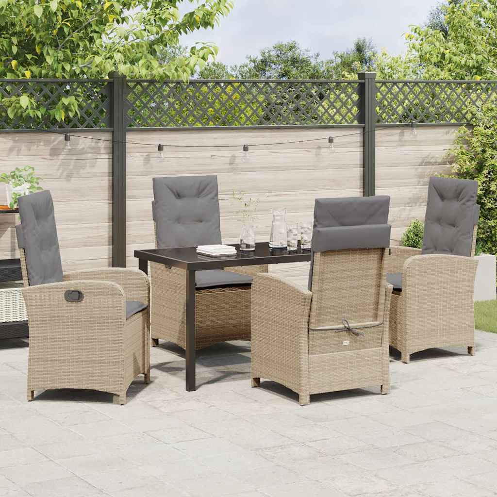 Have Spisebordssæt med pude 5 pcs Beige polyrattan