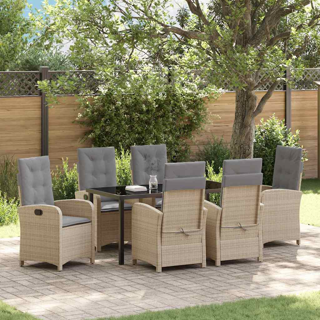 Have Spisebordssæt med pude 7 pcs Beige polyrattan