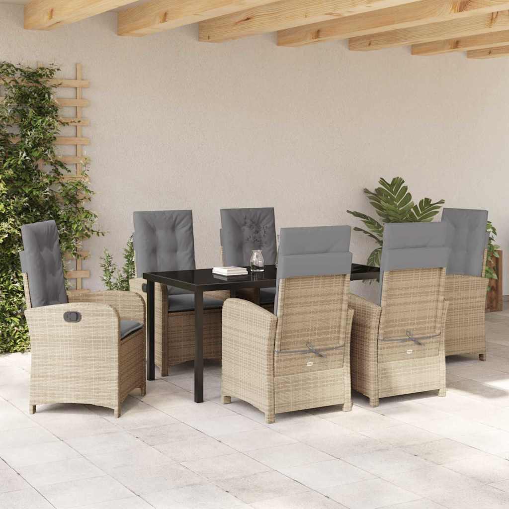 Have Spisebordssæt med pude 7 pcs Beige polyrattan