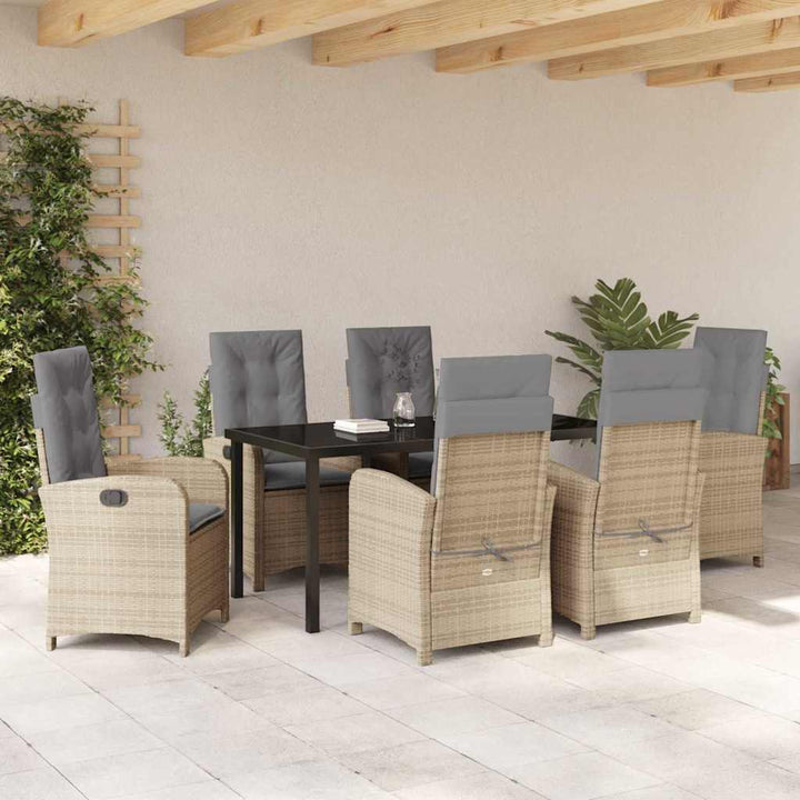 Have Spisebordssæt med pude 7 pcs Beige polyrattan