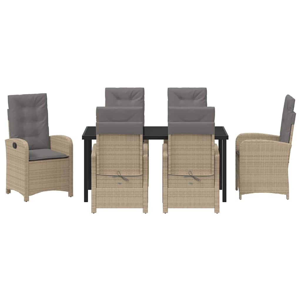 Have Spisebordssæt med pude 7 pcs Beige polyrattan