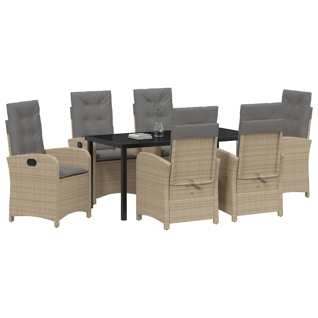 Have Spisebordssæt med pude 7 pcs Beige polyrattan