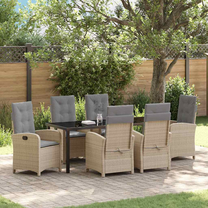Have Spisebordssæt med pude 7 pcs Beige polyrattan