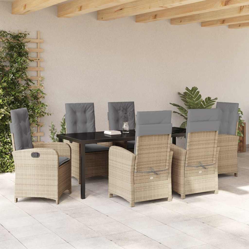 Have Spisebordssæt med pude 7 pcs Beige polyrattan