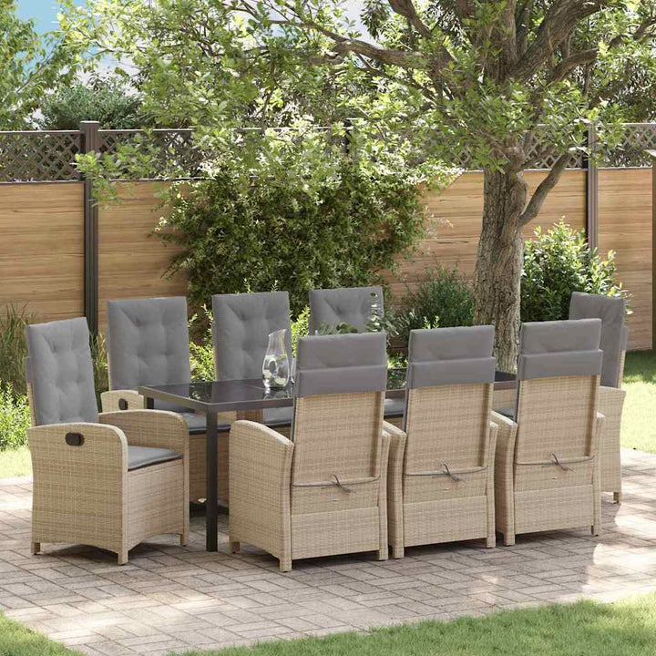 Have Spisebordssæt med pude 9 pcs Beige polyrattan