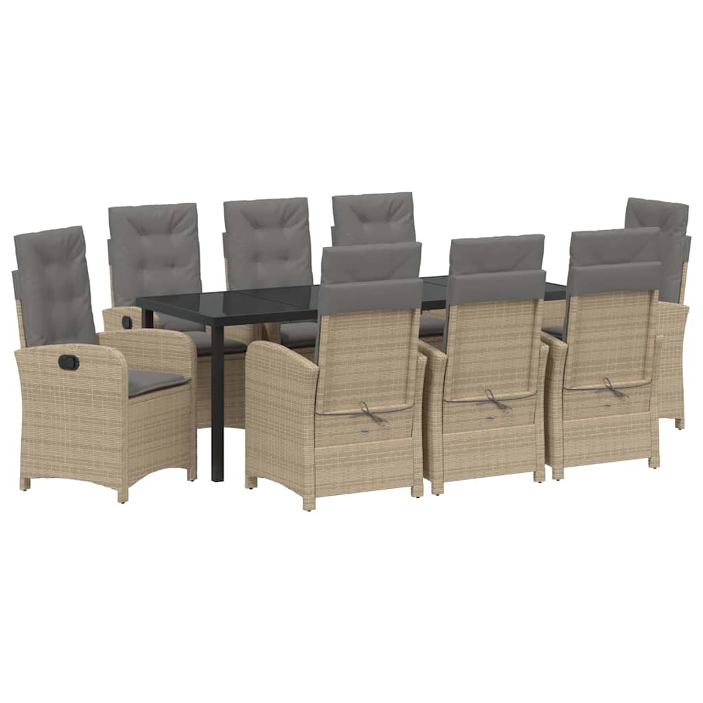 Have Spisebordssæt med pude 9 pcs Beige polyrattan