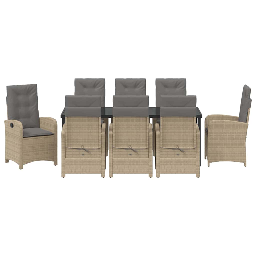 Have Spisebordssæt med pude 9 pcs Beige polyrattan