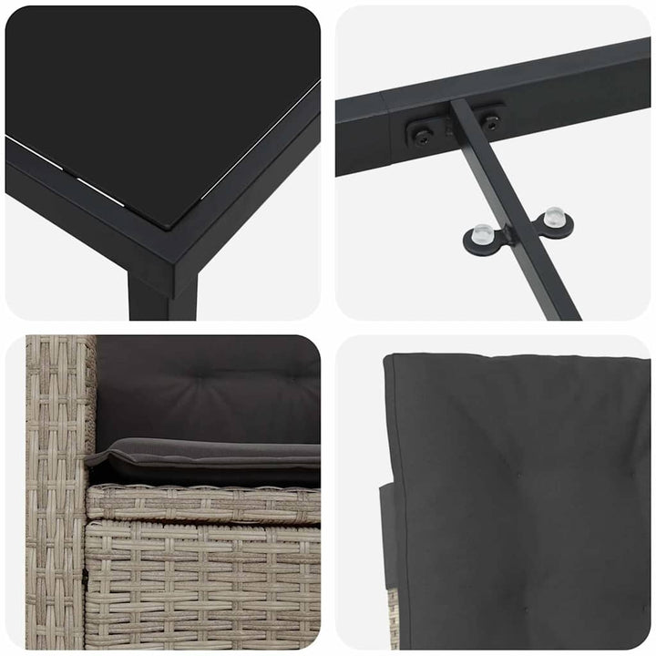 Have Spisebordssæt med pude 3 pcs Lysegrå polyrattan