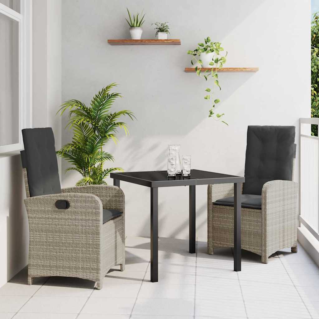 Have Spisebordssæt med pude 3 pcs Lysegrå polyrattan