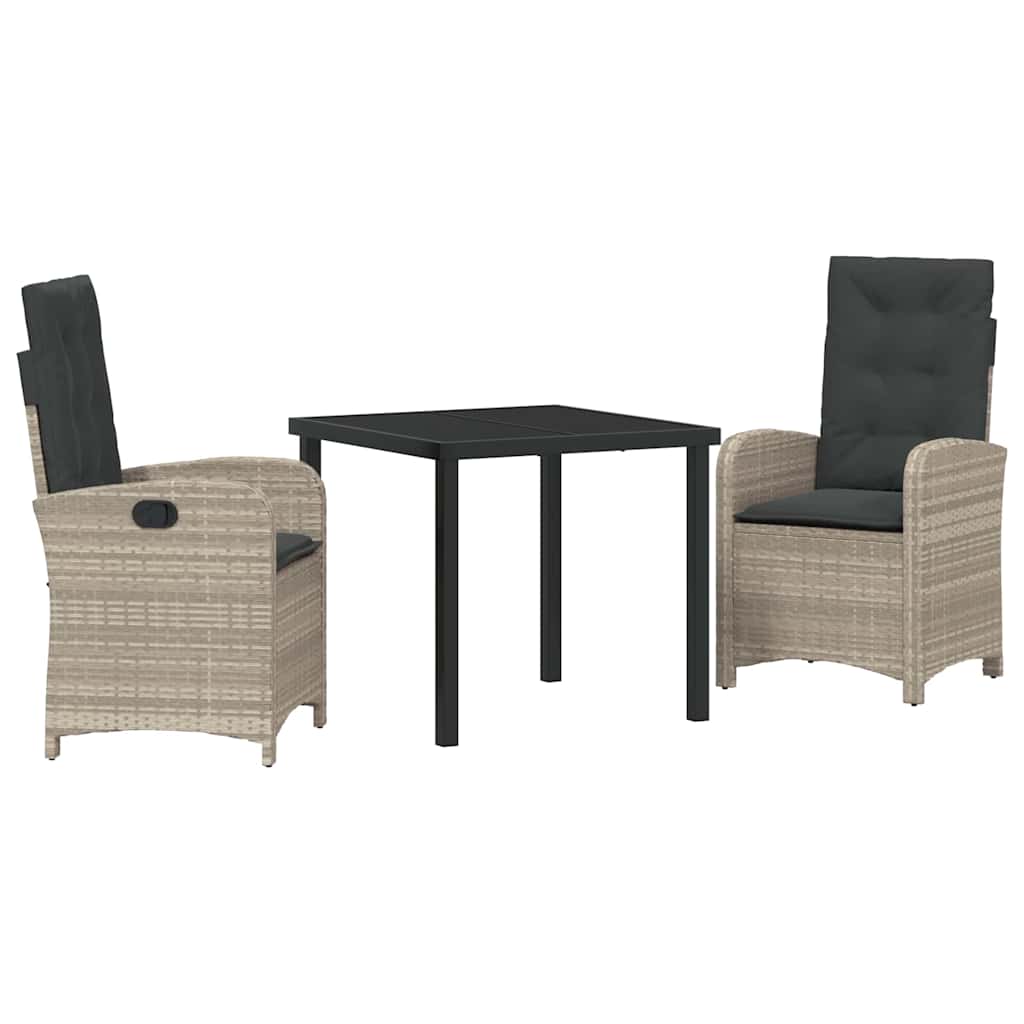 Have Spisebordssæt med pude 3 pcs Lysegrå polyrattan