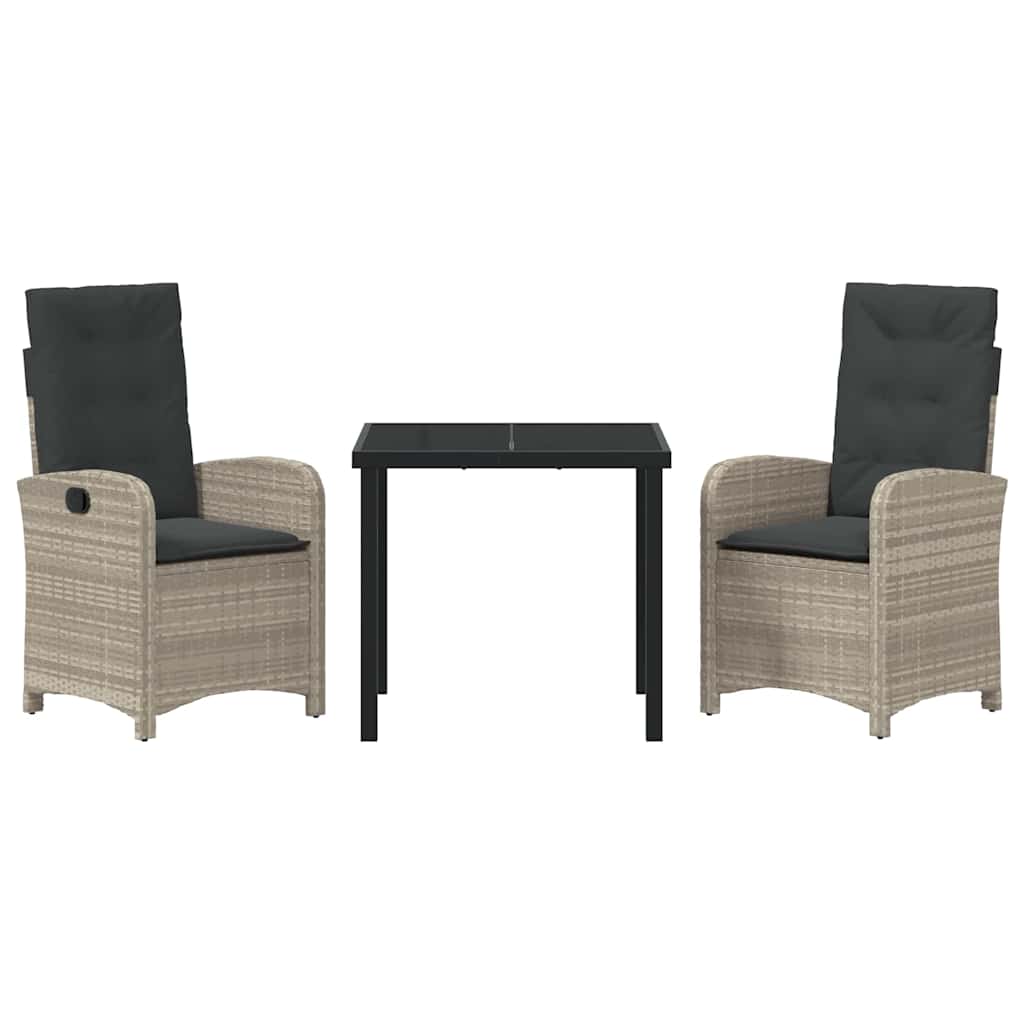 Have Spisebordssæt med pude 3 pcs Lysegrå polyrattan