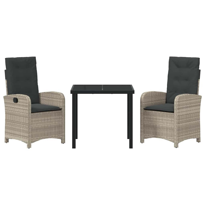 Have Spisebordssæt med pude 3 pcs Lysegrå polyrattan