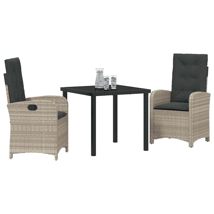 Have Spisebordssæt med pude 3 pcs Lysegrå polyrattan