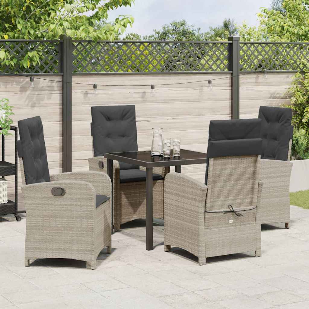 Have Spisebordssæt med pude 5 pcs Lysegrå polyrattan