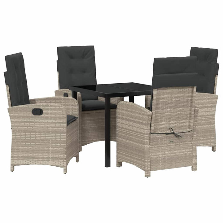 Have Spisebordssæt med pude 5 pcs Lysegrå polyrattan