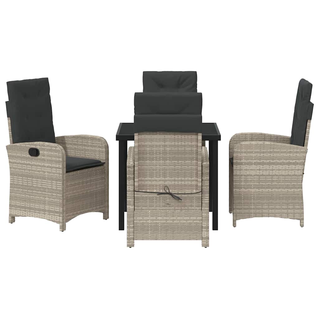 Have Spisebordssæt med pude 5 pcs Lysegrå polyrattan