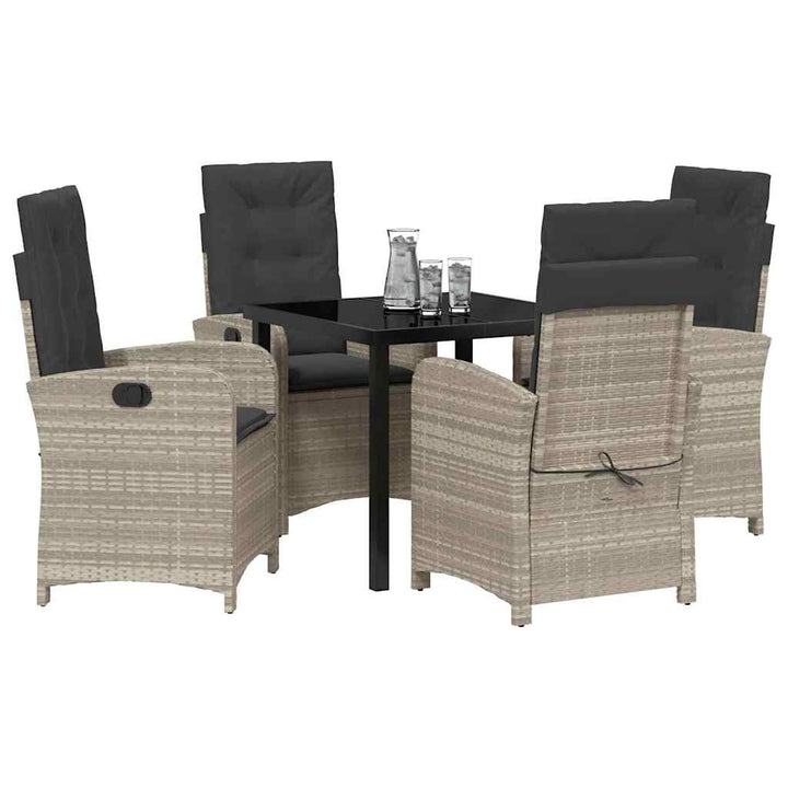 Have Spisebordssæt med pude 5 pcs Lysegrå polyrattan