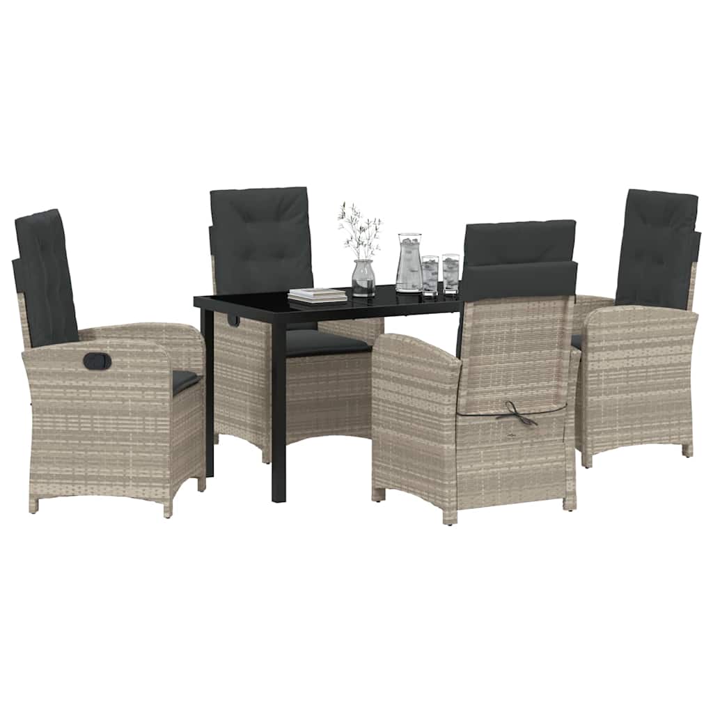 Have Spisebordssæt med pude 5 pcs Lysegrå polyrattan