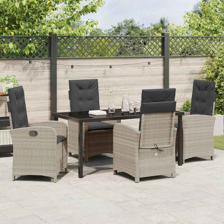 Have Spisebordssæt med pude 5 pcs Lysegrå polyrattan