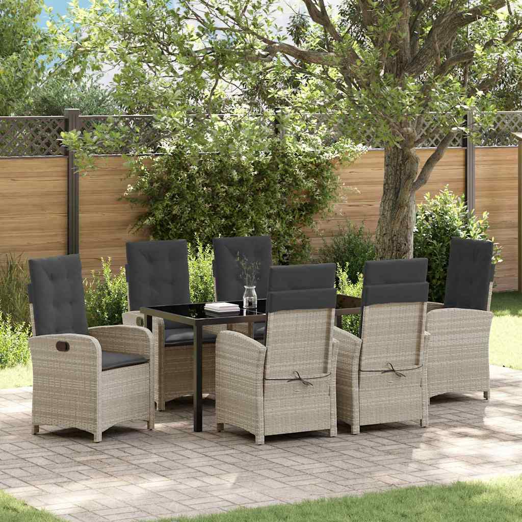 Have Spisebordssæt med pude 7 pcs Lysegrå polyrattan