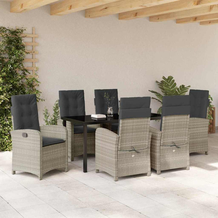 Have Spisebordssæt med pude 7 pcs Lysegrå polyrattan