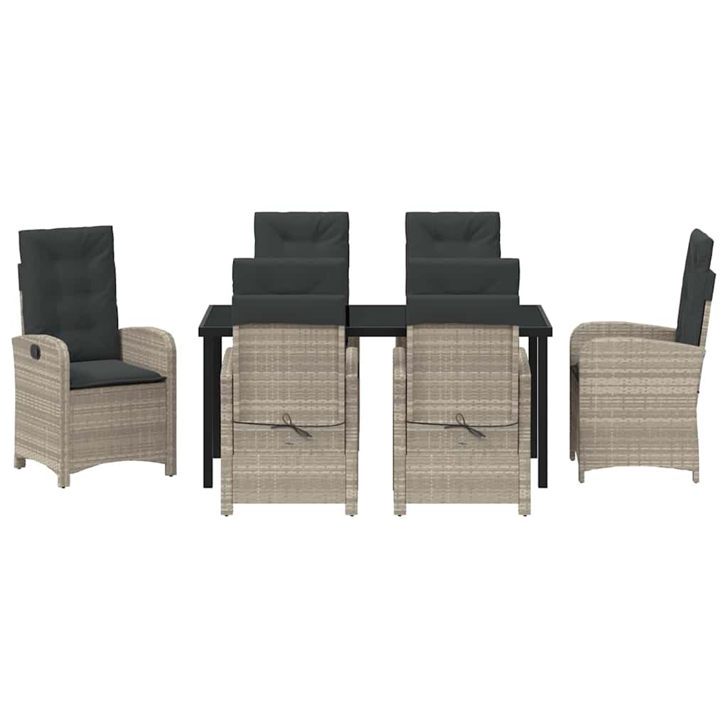 Have Spisebordssæt med pude 7 pcs Lysegrå polyrattan