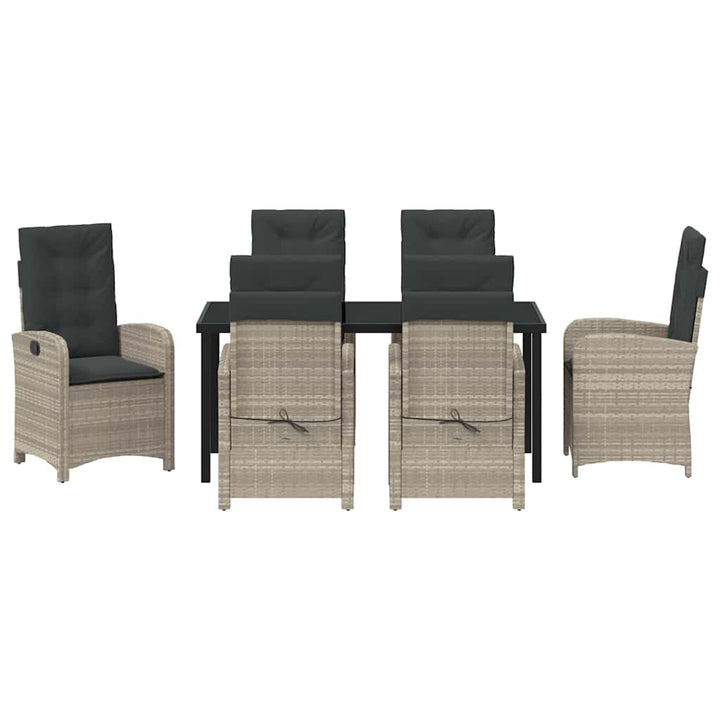 Have Spisebordssæt med pude 7 pcs Lysegrå polyrattan