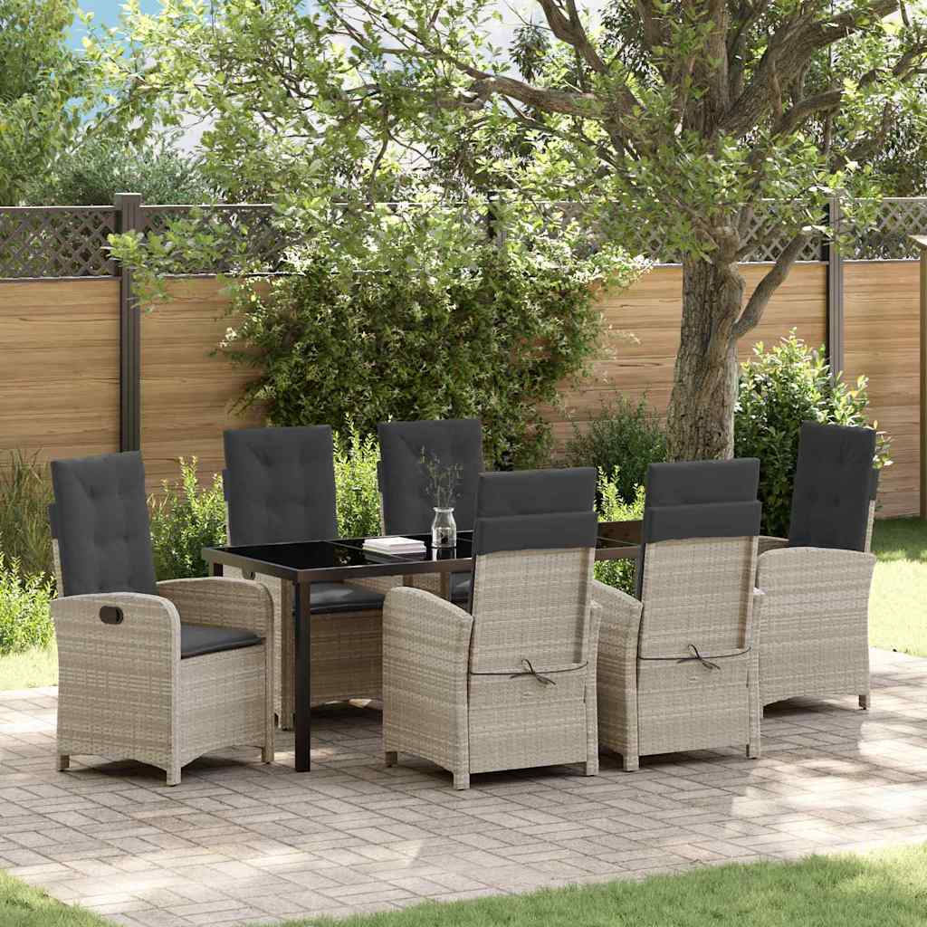 Have Spisebordssæt med pude 7 pcs Lysegrå polyrattan