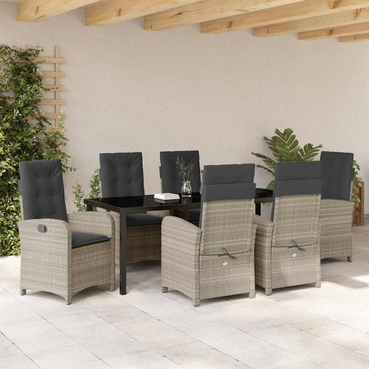 Have Spisebordssæt med pude 7 pcs Lysegrå polyrattan