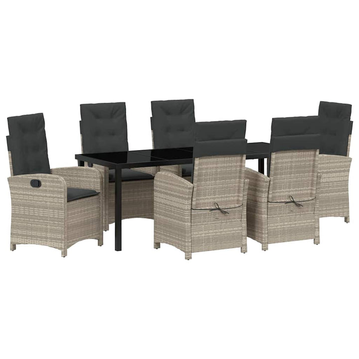 Have Spisebordssæt med pude 7 pcs Lysegrå polyrattan