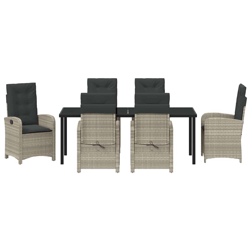 Have Spisebordssæt med pude 7 pcs Lysegrå polyrattan