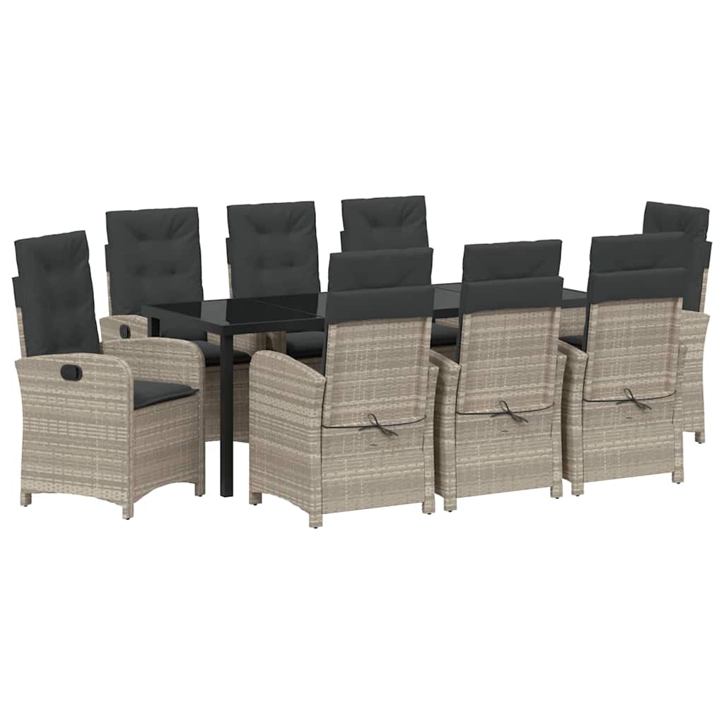 Have Spisebordssæt med pude 9 pcs Lysegrå polyrattan