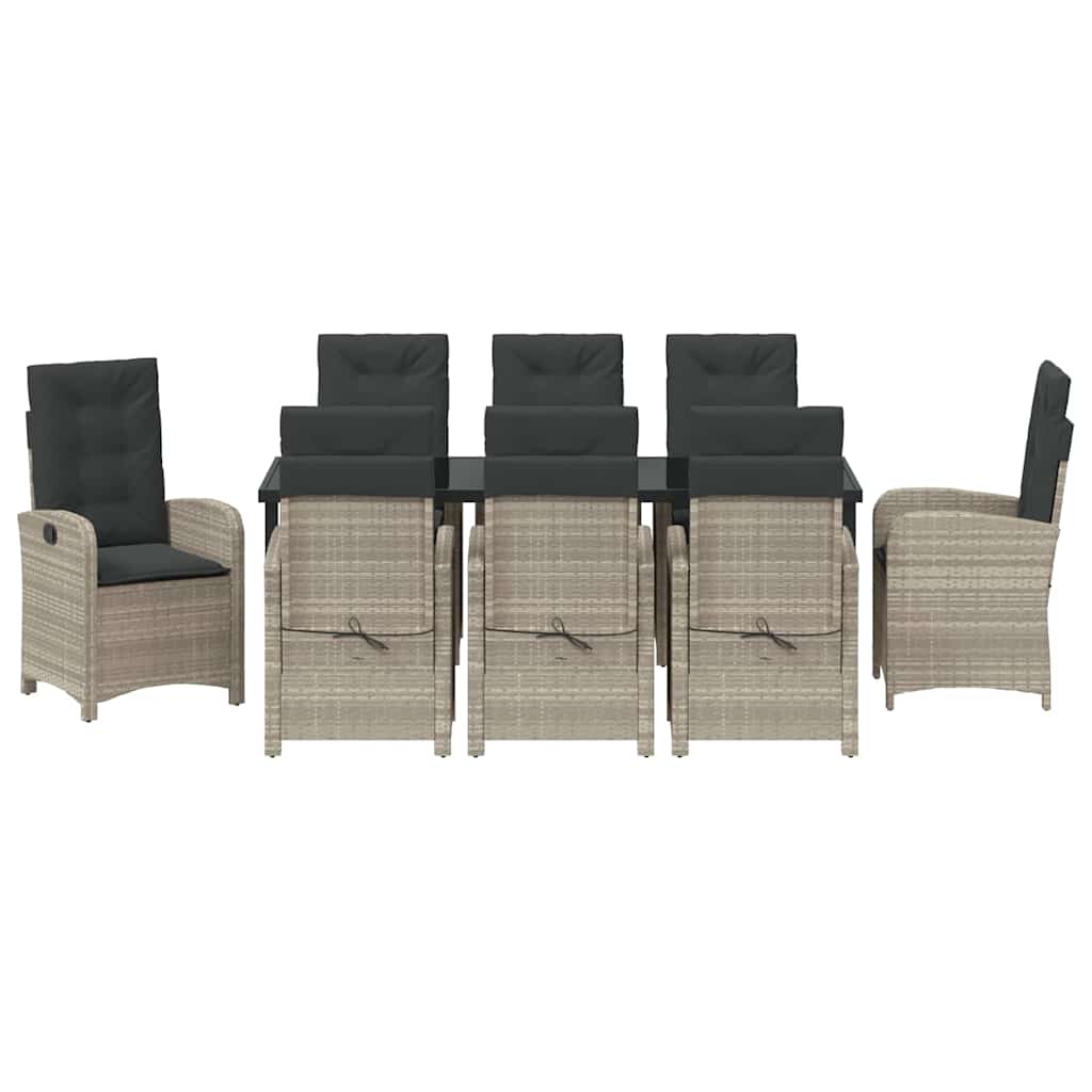 Have Spisebordssæt med pude 9 pcs Lysegrå polyrattan
