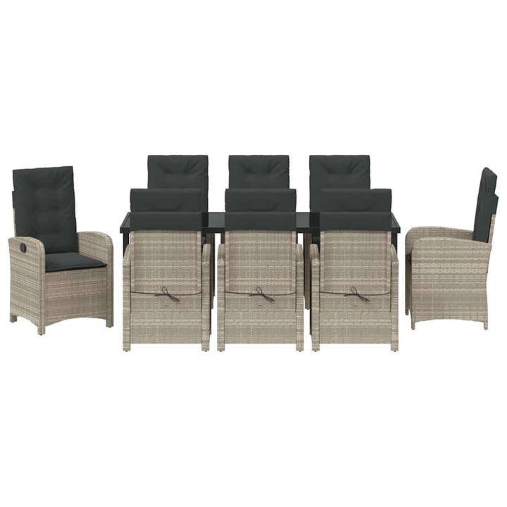 Have Spisebordssæt med pude 9 pcs Lysegrå polyrattan
