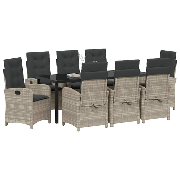 Have Spisebordssæt med pude 9 pcs Lysegrå polyrattan