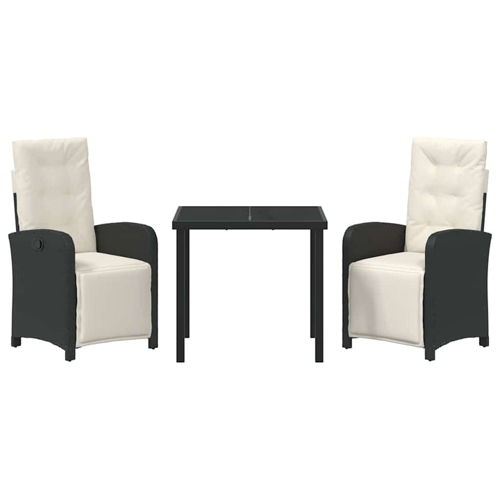 Have Spisebordssæt med pude 3 pcs Sort polyrattan