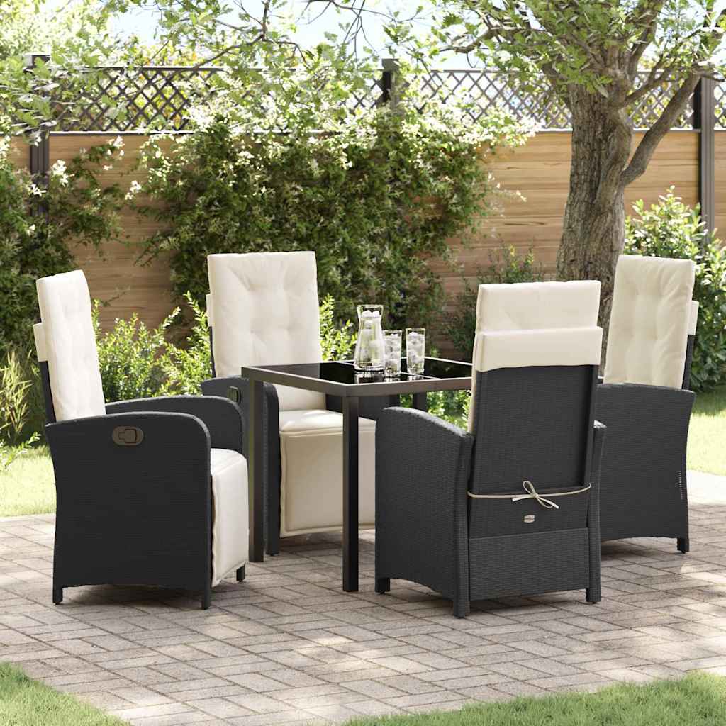 Have Spisebordssæt med pude 5 pcs Sort polyrattan